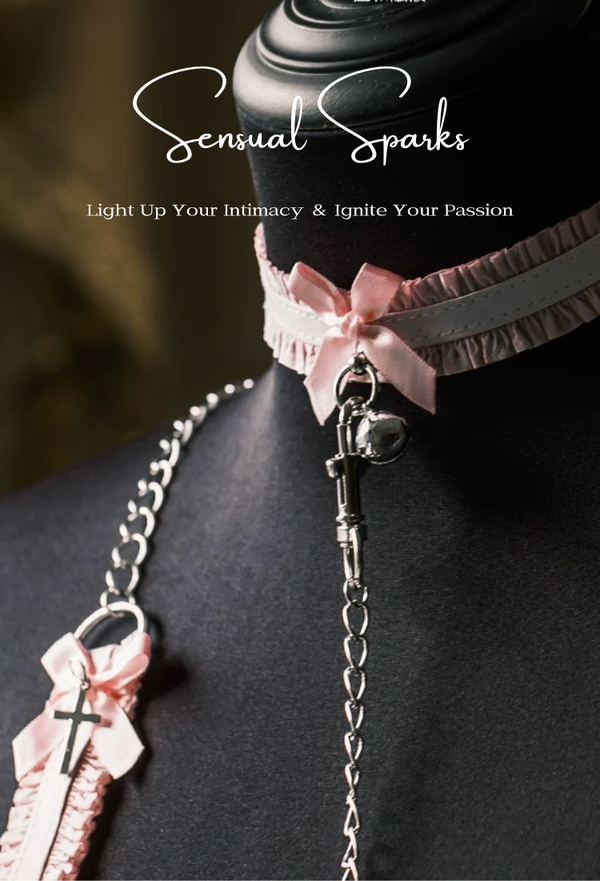 Leather Choker with Bell and Chain【Barbie】