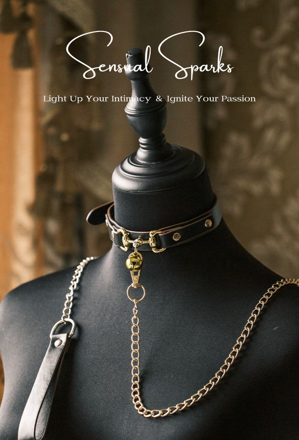 Leather Choker with Bell and Chain【Loyalty】